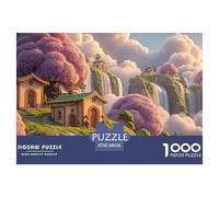 Fantasy_Landscape_of_Waterfalls 1000 Pièces Rompecabezas Enchanted Floating Island Desafiante Único para Adultos Juego Familiar 38x26cm/1000pcs