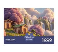 Fantasy_Landscape_of_Waterfalls 1000 Piezas Papel Premium Rompecabezas Enchanted Floating Island Desafiante Jigsaw Educativo Adultos 52x38cm/1000pcs