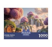 Fantasy_Landscape_of_Waterfalls 1000 Piezas Papel Premium Rompecabezas Enchanted Floating Island Desafiante Jigsaw Regalo Adultos 38x26cm/1000pcs