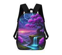 Fantasy Landscape with Waterfall And Moon Mochilas Infantiles Impresas En 3D Para Niños. Mochilas De Viaje De Moda Para Niños. Mochila Escolar Para Estudiantes De Primaria Y Secundaria.