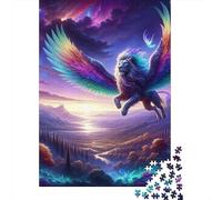 Fantasy Lion with Rainbow Wings Puzzle Imposible,desafío para Adultos Entretenimiento Creativo 1000 Piezas Obra De Arte De Juego De para Adultos Y Niños Mayores De 12 Años 70x50cm/1000pcs