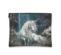 Fantasy Magical Horse - Neceser de viaje vintage floral azul para mujer, organizador portátil de lona con cremallera, regalo para festivales y cuidado de la piel, Azul, 7x9 Inch