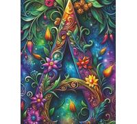 Fantasy Monogram Letter A Personalized Notebook Journal | Vibrant Flower Garden: 150 Pages | 8.5 x 11 | College Ruled | Glossy Background | A-8