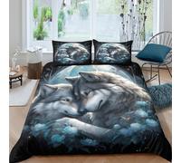 Fantasy Moonlit Art Funda de Edredón Microfibra 3 Piezas Compuesto Impresión 3D Cierre de Fantasía Moonlit Arte Funda Edredon Fundas de Almohada Suave for niños y niñas Super King（260x220cm）