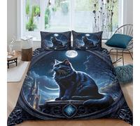 Fantasy Moonlit Scene Funda de Edredón Microfibra 3 Piezas Compuesto Impresión 3D Cierre de fantasía Moonlit Escena Funda Edredon Fundas de Almohada Suave for niños y niñas King（220x240cm）