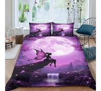 Fantasy Moonlit Scene Funda Edredon Juego de Ropa de Cama de 3 Piezas Impresión 3D Cierre de Fantasía Moonlit Escena Funda de Edredón Funda de Almohada a Juego for Ancianos Super King（260x220cm）