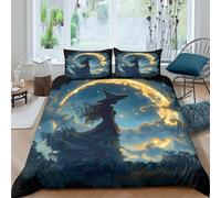Fantasy Moonlit Scene Funda Edredon Juego de Ropa de Cama de 3 Piezas Impresión 3D Cierre de Fantasía Moonlit Escena Funda de Edredón Funda de Almohada a Juego for Ancianos Double（200x200cm）