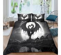 Fantasy Moonlit Scene Funda Edredon Juego de Ropa de Cama de 3 Piezas Impresión 3D Cierre de Fantasía Moonlit Escena Funda de Edredón Funda de Almohada a Juego Suave for Ancianos Double（200x200cm）