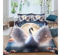 Fantasy Moonlit Scene Funda Edredon Juego de Ropa de Cama de 3 Piezas Impresión 3D Fantasía Moonlit Escena Funda de Edredón Funda de Almohada a Juego Suave for Adolescentes Super King（260x220cm）