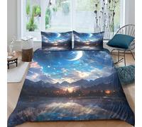 Fantasy Moonlit Scene Funda Edredon Microfibra Juego de Ropa de Cama de 3 Piezas Impresión 3D Cierre de Fantasía Moonlit Escena Funda de Edredón Funda de Almohada a Juego Transpirable for niña