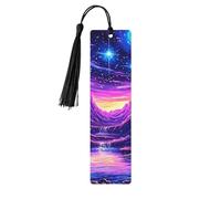 Fantasy Mountain Falls Galactic Starry Night Sky Marcapáginas de madera impresos de doble cara, 5 piezas, regalos para mujeres para amantes de los libros, accesorios geniales para cuadernos, regalos