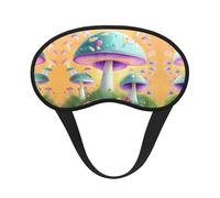 Fantasy Mushroom - Antifaz para dormir con borde negro satinado para una comodidad óptima y bloqueo de la luz
