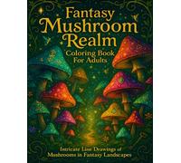 Fantasy Mushroom Realm Coloring Book for Adults: Intricate Line Drawings of Mushrooms in Fantasy Landscapes