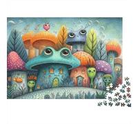 Fantasy Mushroom Village Colourful Frog Mushroom Homes 1000 Pieces Jigsaw for Adults Beautifully Illustrated Challenging Home Activity 70x50cm/1000pcs