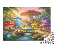 Fantasy Mushroom Village Puzzle de 1000 Piezas Estilo Cuento en el Bosque Puzzle para Adultos Relajación Decoración Hogar Regalo 70x50cm/1000pcs