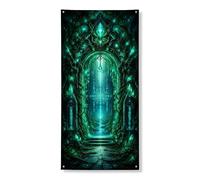 Fantasy Mystical - Pancarta decorativa para puerta delantera, túnel de bosque encantado, decoración de puerta delantera, suministros de vacaciones para interiores y exteriores, 36 x 72 pulgadas