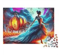 Fantasy Night Scene 1000 Piezas Rompecabezas Adultos Cenicienta con Carruaje de Calabaza bajo la Luna Premium Resistente Vibrante Desafiante Alivio de Estrés Regalo 38x26cm/1000pcs