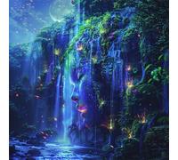 Fantasy Night Waterfall Jigsaw Puzzle 90 Pieces 30x30cm/12x12inch, Difficult Jigsaw Puzzles for Adults 90, Beautiful Art Work, Great Festive Puzzle Gift for Men/Women