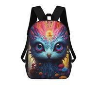 Fantasy Owl with Vibrant Flowers Mochila Infantil, Mochila Escolar Para Niños, Mochila Escolar Infantil Con Estampado 3D De Dibujos Animados, Mochila De Gran Capacidad Para Niños Y Niñas 17inch