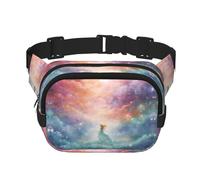Fantasy Paradise Space - Riñonera cuadrada de doble capa con correa ajustable para correr, viajar, senderismo, negro, talla única, negro, talla única, Black, Talla única