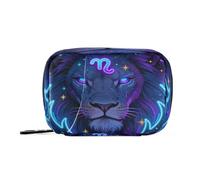 Fantasy - Pastilleros con 12 signos del zodiaco de constelación Leo con compartimentos desmontables, organizador portátil de píldoras de día para bolso