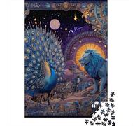 Fantasy Peacock Lion Art Print Puzzles Imposible,desafío for Adults Entretenimiento Creativo 1000 Piezas Obra De Arte De Juego De para Adultos Y Niños Mayores De 12 Años 38x26cm/1000pcs