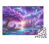 Fantasy Planet Landscape 100% Recycled Cardboard Purple Fairy Castle 1000 Piece Puzzle for Adults The Impossible Challenge 38x26cm/1000pcs
