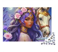 Fantasy Queen with Horse Colourful Elven Princess & Steed 1000 Pcs Adult Jigsaws Classic Educational Games Brain Development 52x38cm/1000pcs