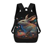 Fantasy Rabbit Garden Artwork Mochilas Impresas En 3D Para Niños 17inch Mochilas De Moda Informales Para El Día A Día, Bolsas De Viaje, Mochilas Informales Para Exteriores Para Niños Y Niñas