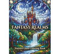 FANTASY REALMS: Stained Glass Coloring Book for Adults and Seniors: 70 Unique Fantasy Designs, Bold and Easy, Large Print, Relaxing Landscapes (STAINED GLASS COLORING COLLECTION)