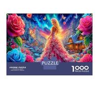Fantasy Rosa Queen Puzzles Desafío Juguetes 1000 Piezas Flores Brillantes Juego De Rompecabezas Decoración del Hogar para Adultos Y Niños A Partir De 12 Años 52x38cm/1000pcs