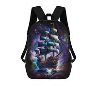 Fantasy Sailing Ship Artwork -2 Mochilas Infantiles Impresas En 3D De 17 Pulgadas. Mochila Escolar Informal Impresa En 3D Para Niños De Primaria Y Secundaria.