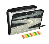 Fantasy Santa Space - Organizador de archivos de acordeón azul espacial con 13 bolsillos, carpeta expandible con etiquetas, soporte para documentos de recibos