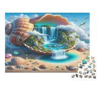 Fantasy Shell Island Colourful Shell Island Waterfall 1000 Pcs Jigsaws for Adults The Impossible Challenge Brain Development 52x38cm/1000pcs