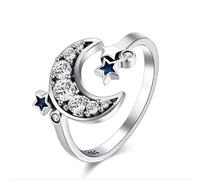 Fantasy Star Moon Series - Anillo abierto de estrella azul, anillo de banda ajustable para mujer, joyería fina, para el día de San Valentín, simple y fácil de usar, cómodo mango