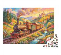 Fantasy Steam Train Puzzle para Adultos 1000 Piezas Reciclable Paper Magical Journey Jigsaw Puzzle Parent Child Game Props Developing Children‘s Intelligence Toy 70x50cm/1000pcs