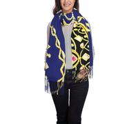 Fantasy Tiara Print - Bufanda con borlas - Chal de satén suave con flecos, versátil envoltura de algodón para otoño e invierno