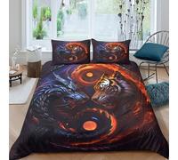 Fantasy Tiger Funda de Edredón Juego de Ropa de Cama de 3 Piezas Impresión 3D Cierre de Fantasía Tiger Arte Estilo Funda Edredon Funda de Almohada a Juego Suave for niños y niñas King（220x240cm）