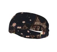 Fantasy Town - Diademas de sudor para mujeres y hombres, patrones únicos personalizados, diadema ancha antideslizante para correr, gimnasio, yoga y más, accesorios elegantes para el cabello