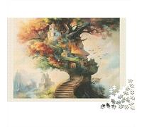 Fantasy Tree Castle 100% Recycled Cardboard Whimsical Treehouse 1000Pc Jigsaw for Adults Challenging & Brainteasing 70x50cm/1000pcs