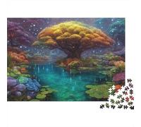 Fantasy Tree Landscape Colourful Golden Autumn Tree 1000 Pieces Jigsaws Adults and Children Fun Activity for Rainy Days 52x38cm/1000pcs