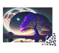 Fantasy Tree Moon Colourful Moonlit Purple Tree 1000 Pcs Jigsaw Puzzles For Adults & Kids Challenging Brainteasing 52x38cm/1000pcs