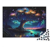 Fantasy Tree Night Sky Colourful Magical Night Tree 1000 Pieces Jigsaws Adults The Impossible Challenge Home Activity 38x26cm/1000pcs