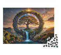 Fantasy Tree Portal 100% Recycled Cardboard Portal Waterfall Tree 1000 Piece Jigsaws for Adults Unique Classic Educational Games 70x50cm/1000pcs