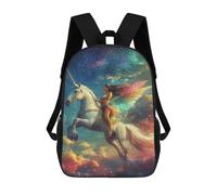 Fantasy Unicorn Ride Art Print 17inch Mochila Escolar Impresa En 3D Para Niños, Mochila Escolar Informal De Moda, Mochilas De Viaje Para Niños Y Estudiantes.