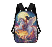 Fantasy Unicorn Ride Art Print Mochila Escolar Para Secundaria, Mochila Informal Para Niñas Y Adolescentes 17inch