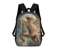 Fantasy Unicorn Ride Moonlit Sky -2 Mochila Escolar Para La Escuela Secundaria, Preparatoria, Universidad Y Viajes Para Niños/niñas/adolescentes 17inch