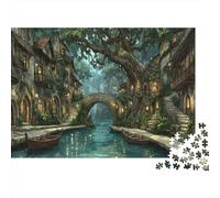 Fantasy Village Canal 100% Recycled Cardboard Forest River Nymph 1000Pc Jigsaw for Adults & Kids Unique Beautifully Illustrated 38x26cm/1000pcs
