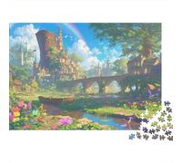 Fantasy Village Landscape 100% Recycled Cardboard Rainbow Fantasy Town 1000 Piece Jigsaws for Adults Unique Classic Educational Games 70x50cm/1000pcs