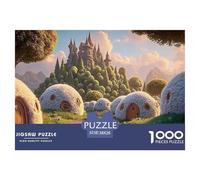 Fantasy_Village_with_Gnomes 1000 Piezas Corte Preciso Rompecabezas Enchanted Kingdom Vibrante Jigsaw Decoración Niños 38x26cm/1000pcs